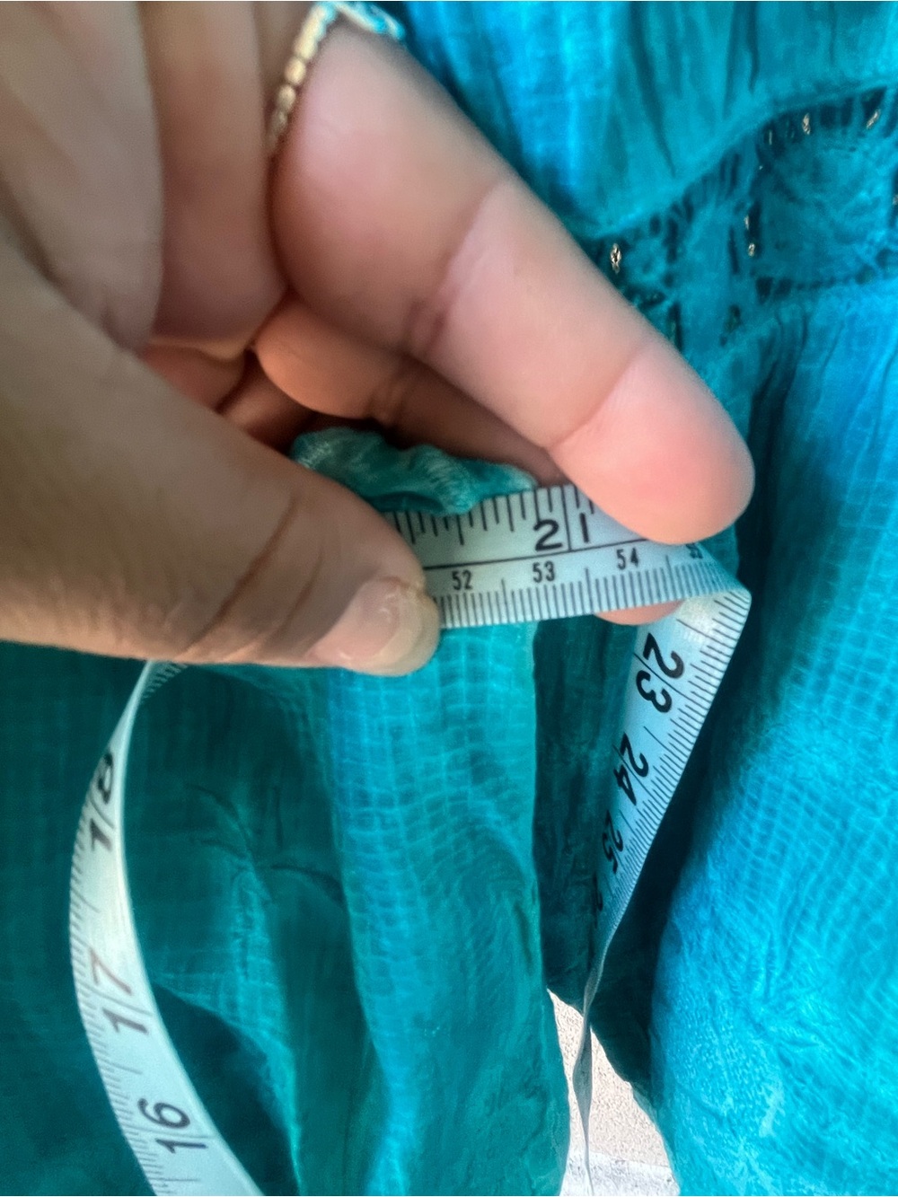 Tru Luxe Jeans Teal Peasant Blouse - Casual V-Neck - Picture 4 of 6